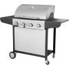 Famous Garden uk Freestanding Stainless Steel Gas BBQ with 4 burners and side trays complete angle