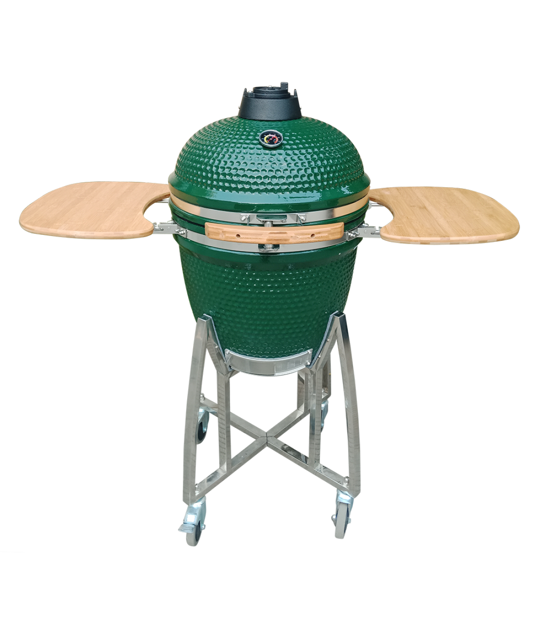 Famous Garden UK Dark Green Kamado Grill 21inch tables open 2