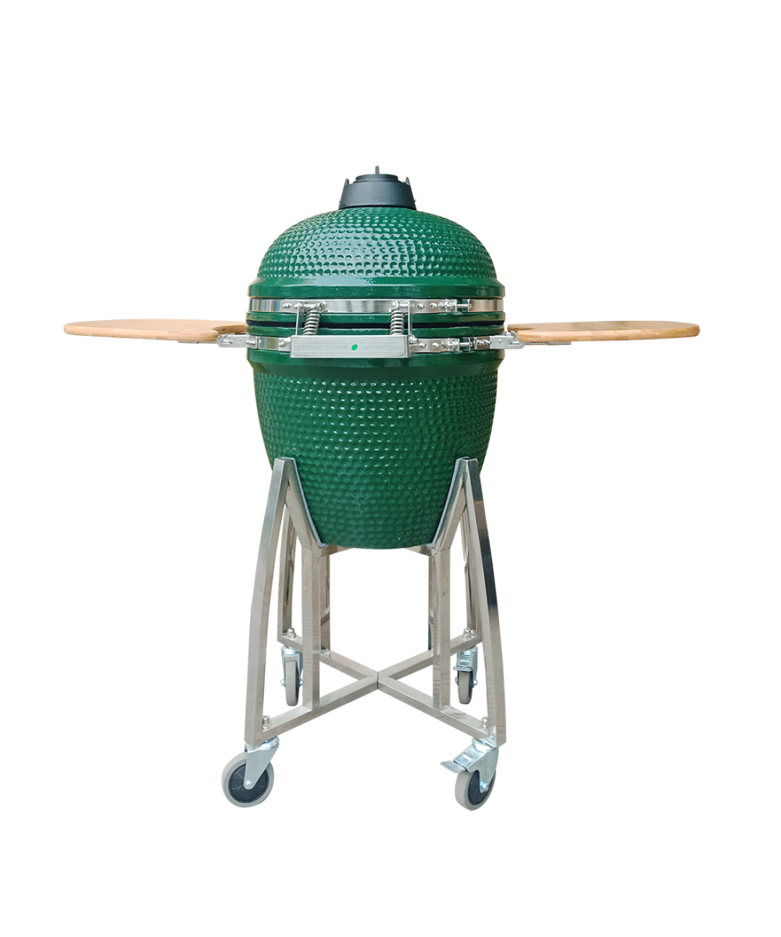 Famous Garden UK Dark Green Kamado Grill 21 inch tables open and lid open front