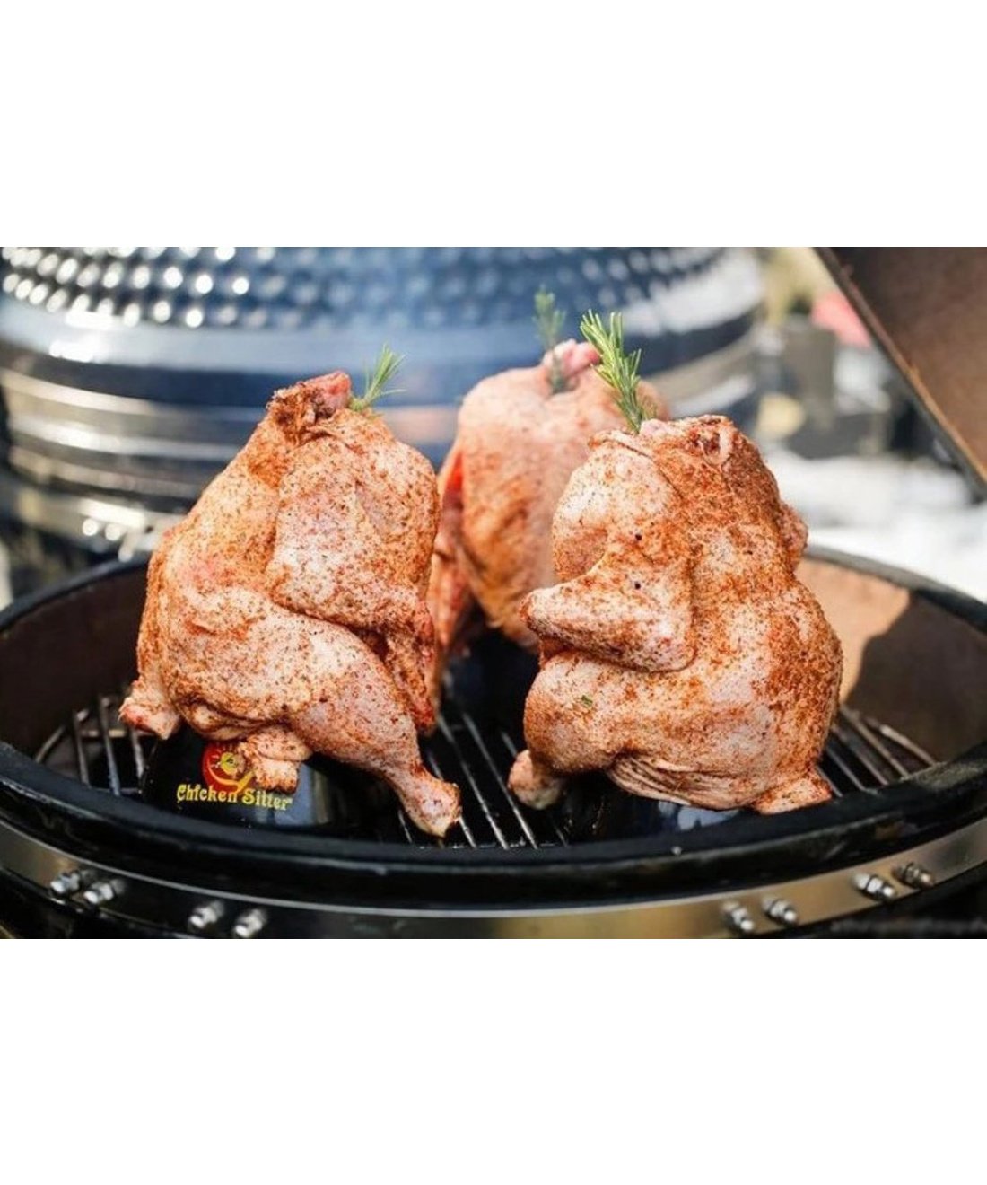 Famous Garden uk Chicken stand Grill Accessory with two chickens cooking