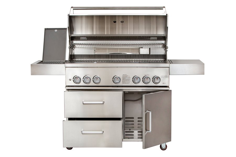 Famous Garden UK Bilbury 5 Freestanding BBQ Whistler Grills front open lid