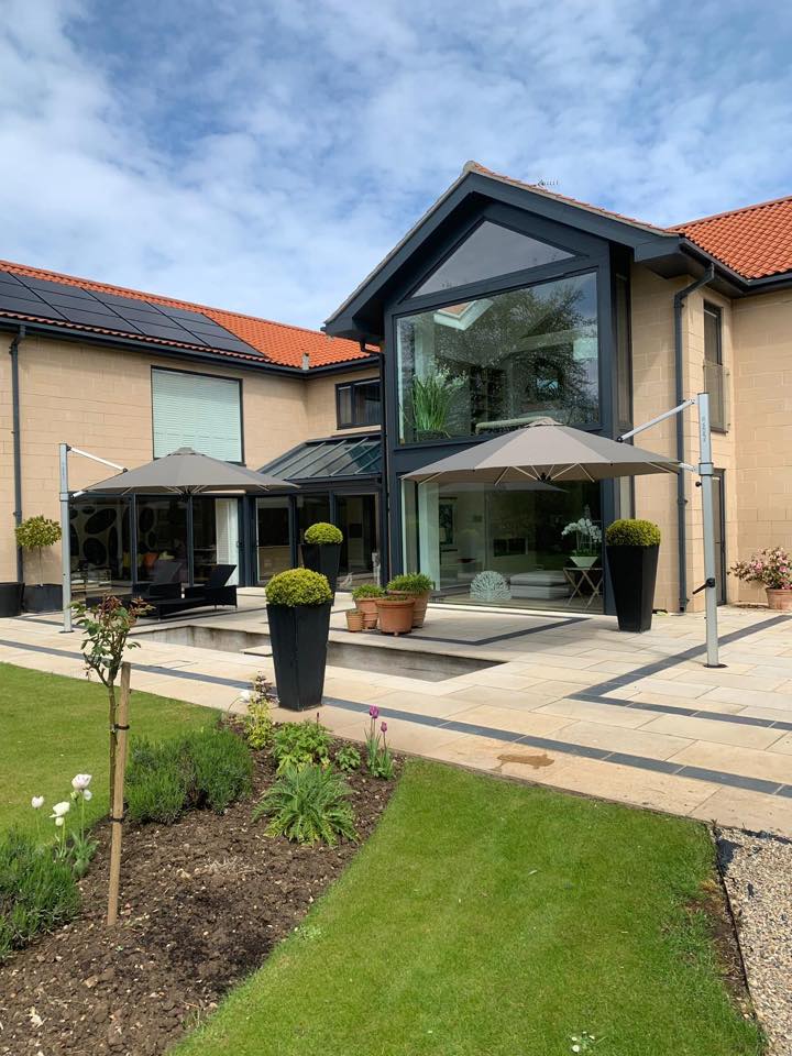 two cantilever parasols